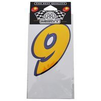STICKER CHIFFRE 9 JAUNE H.9cm