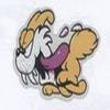 STICKER DOG JAUNE ASSOIFFE 8 5x5 5cm