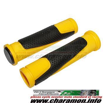 POIGNEE VTT DOUBLE DENSITE JAUNE 130MM PAIRE - Image 1