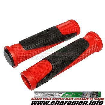 POIGNEE VTT DOUBLE DENSITE ROUGE 130MM PAIRE - Image 1