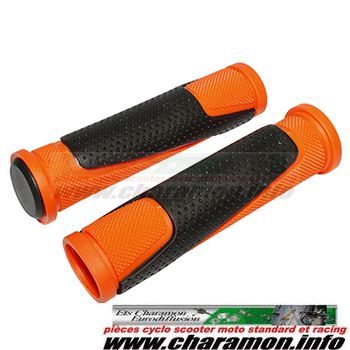 POIGNEE VTT DOUBLE DENSITE ORANGE 130MM PAIRE - Image 1
