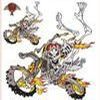 STICKER SKELETOR EN MOTO 9x9cm
