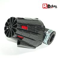 FILTRE A AIR REPLAY E5 BOX CARBONE TRESSE MOUSSE ROUGE FIXATION COUDE