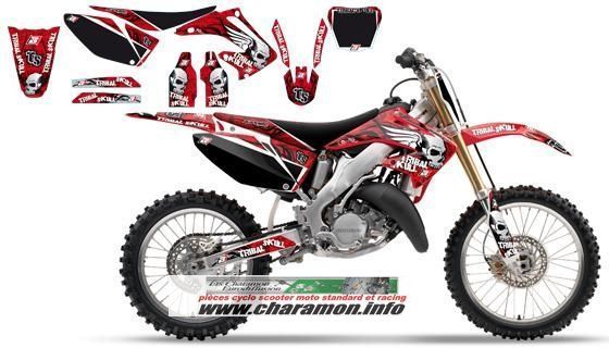kit déco plus housse de selle pour honda cr125/250 de 2002 à 2007 tribal skull II - Image 1