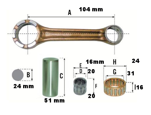 kit bielle marque barikit pour Honda MTX 123 ou Honda 125 NSR ou CRM 125 - Image 1