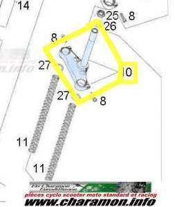 té de fourche pour derbi 50cc et 125cc fourche Paioli - Image 1