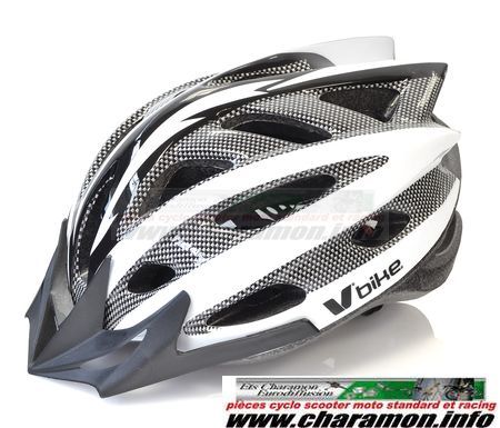 casque vélo adulte Vbike route et vtt en deux couleurs, noir carbone et ou blanc carbone aveccasque vélo  - Image 1