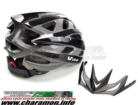 casque vélo adulte Vbike route et vtt en deux couleurs, noir carbone et ou blanc carbone aveccasque vélo  - Image 2