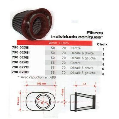 Filtre à air BMC INDIVIDUEL CONIQUE - Image 1
