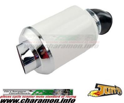 filtre à air de marque tun'r d28-35 version muffler blanc coude 45° - Image 1