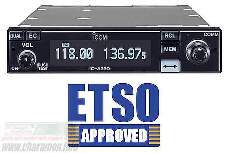 Radio Mobile IC-A220 SERIE aviation VHF 118-136MHz 8W 20 canaux, avec écran OLED et clavier, espacement 8 - Image 1