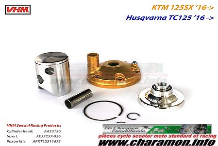 kit piston culasse dôme racing VHM KTM 125 SX et Husqvarna TC 125 - Image 1