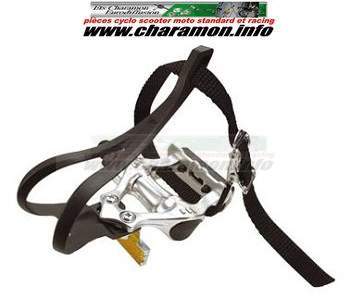 PEDALE ROUTE ALU ARGENT AVEC CALE PIED résine 9 16 - Image 1