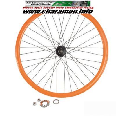 roue de vélo fixie 700 en 6 couleurs avant ou arrière axe plein moyeu noir 36 troues - Image 4