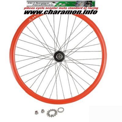 roue de vélo fixie 700 en 6 couleurs avant ou arrière axe plein moyeu noir 36 troues - Image 5